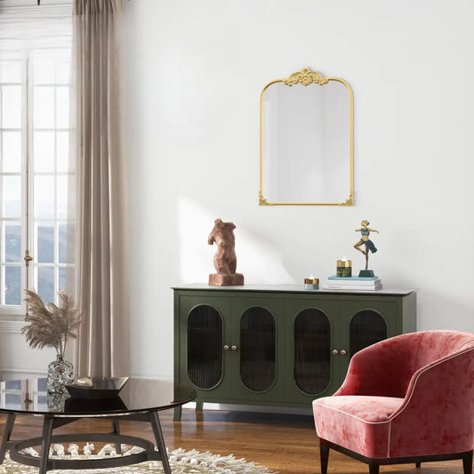 Miroir mural arqué baroque doré