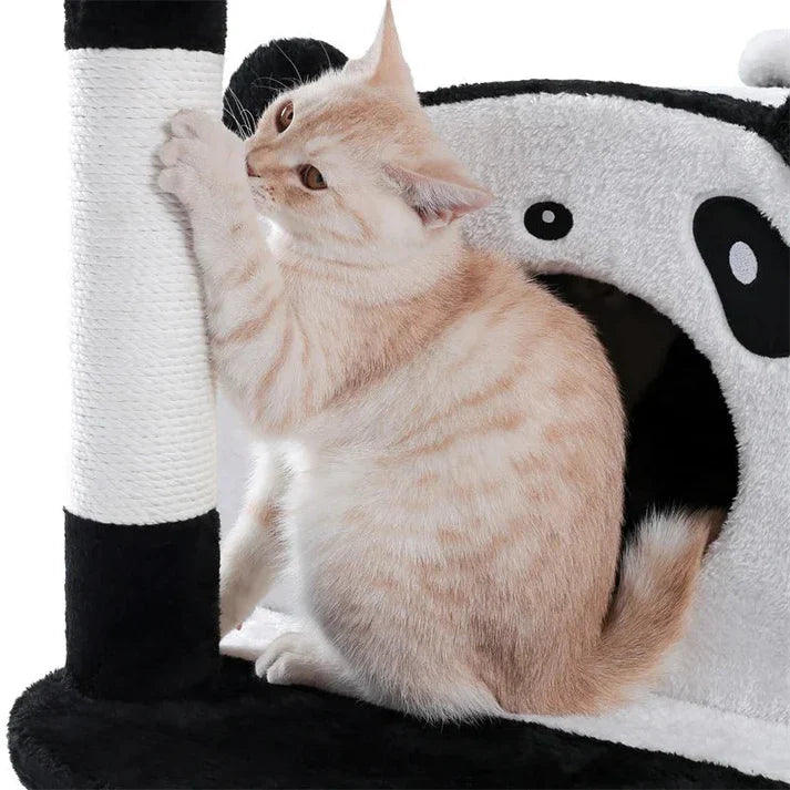 ARBRE À CHAT ET GRIFFOIR DE PETITE TAILLE AVEC MOTIF PANDA MIGNON