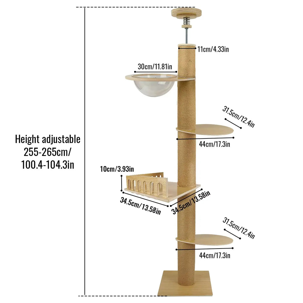 SKYWOOD PRESTIGE – ARBRE À CHAT XXL DU SOL AU PLAFOND EN BOIS MASSIF POUR MAINE COON