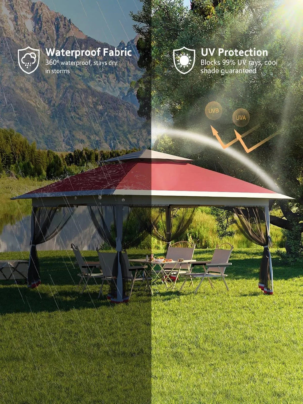 TONNELLE POP-UP AVEC MOUSTIQUAIRE – PROTECTION, CONFORT & INSTALLATION RAPIDE