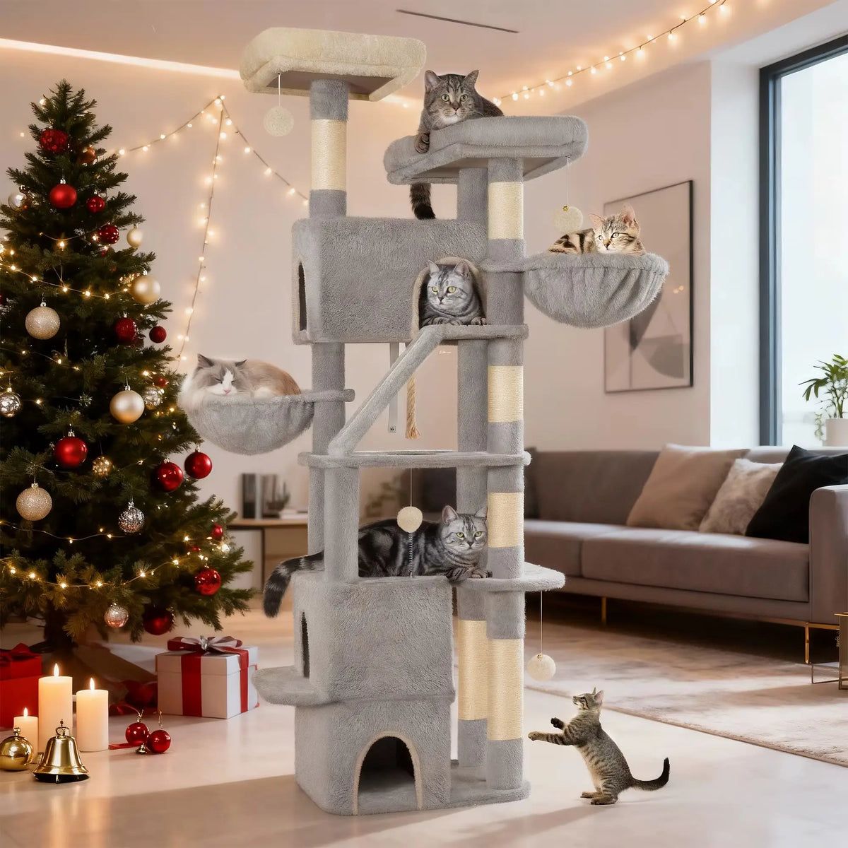 Arbre à chat GrandEmpire – Le palace félin XXL pour chats d’exception 185 cm