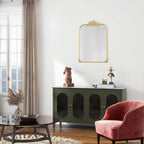 Miroir mural arqué baroque doré