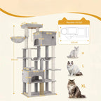 Arbre à chat XXL Titan Crown – Le palais vertical des grands chats comme les Maine Coon 200 cm