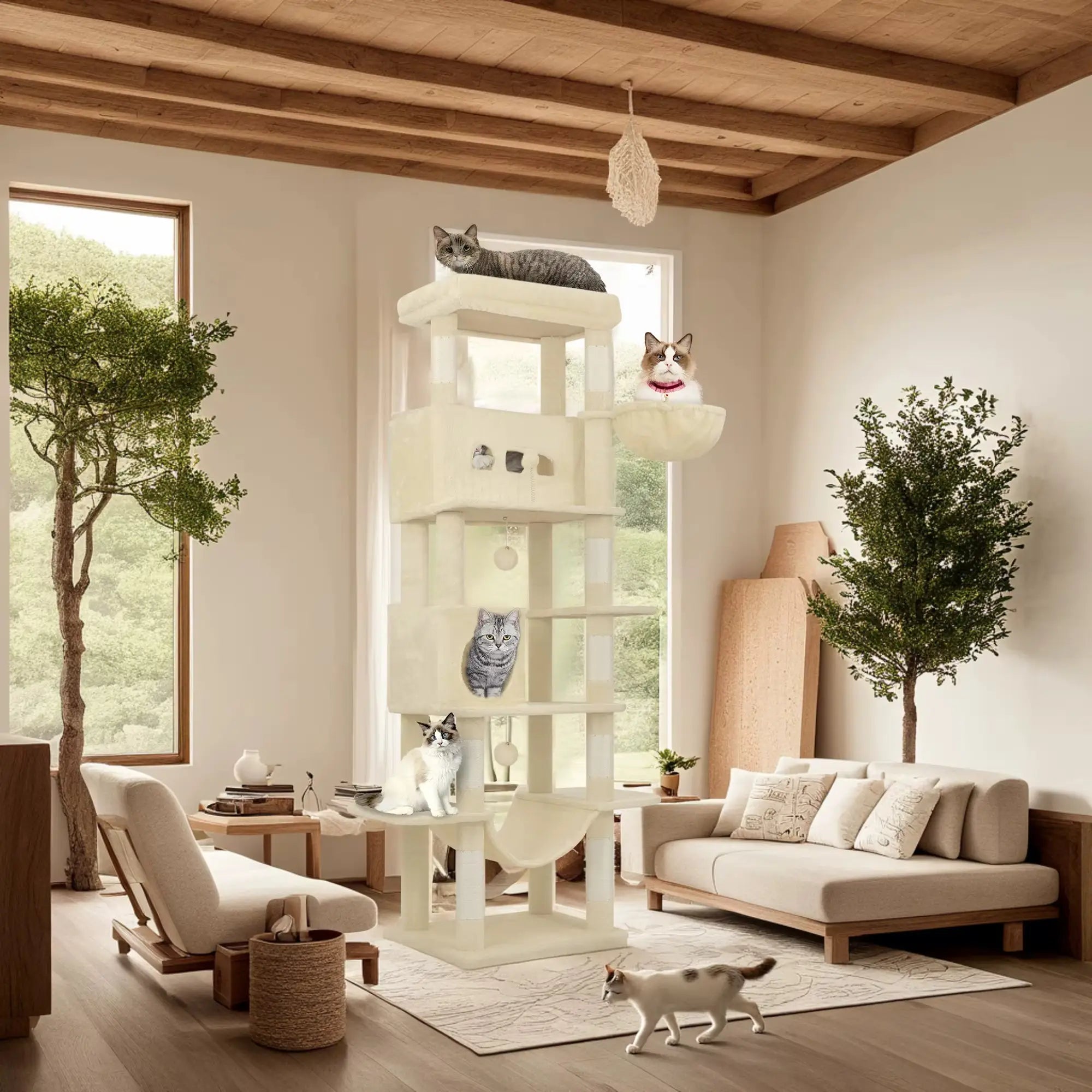 Arbre à chat SkyPalace Elite – La villa féline XXL en hauteur 210 cm