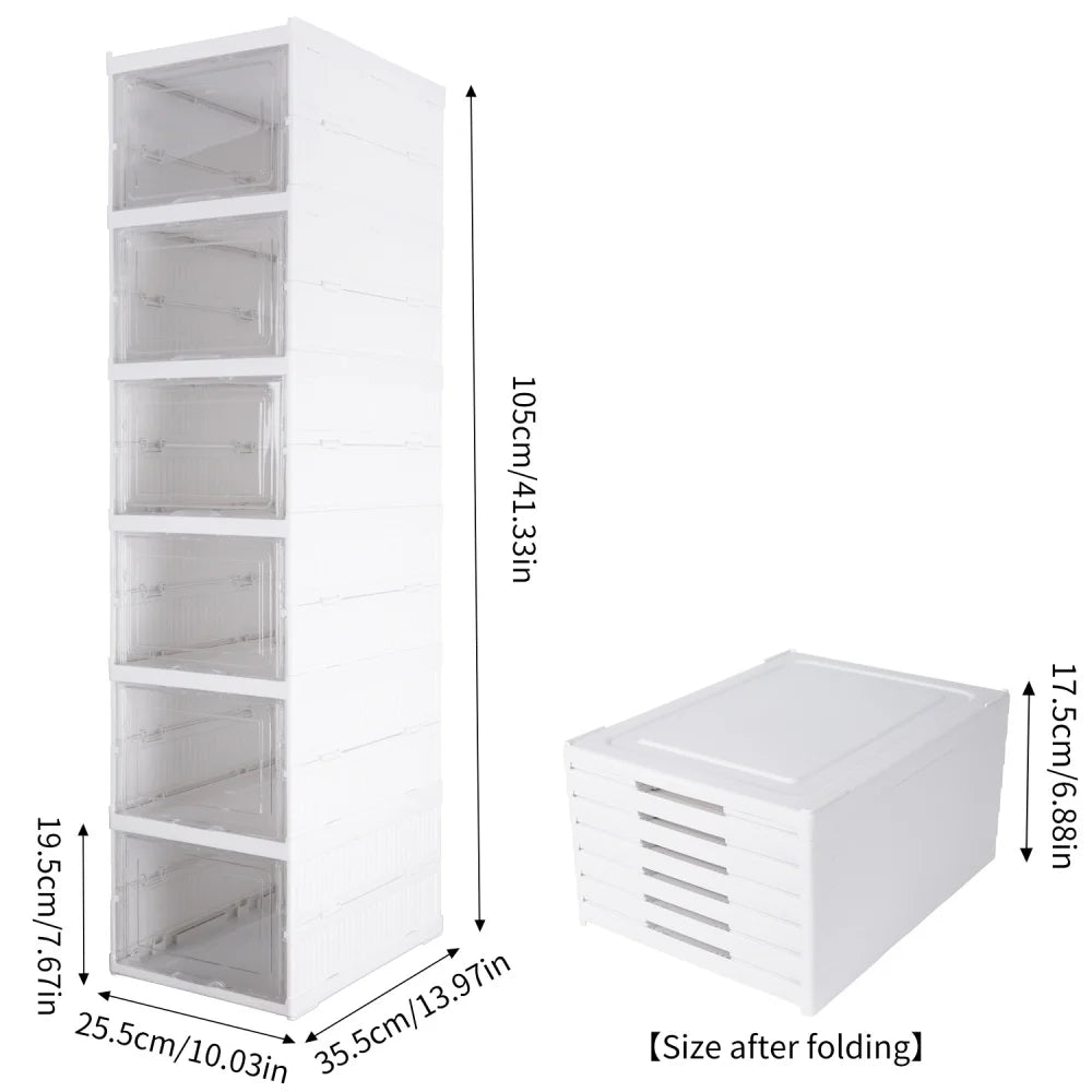 BOÎTE À CHAUSSURES PLIABLE 6 NIVEAUX – RANGEMENT DESIGN & ANTI-POUSSIÈRE