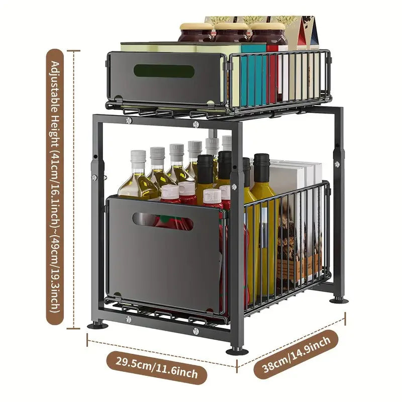 ORGANISATEUR SOUS ÉVIER 2 NIVEAUX – RANGEMENT MAXIMAL & ACCÈS FACILE