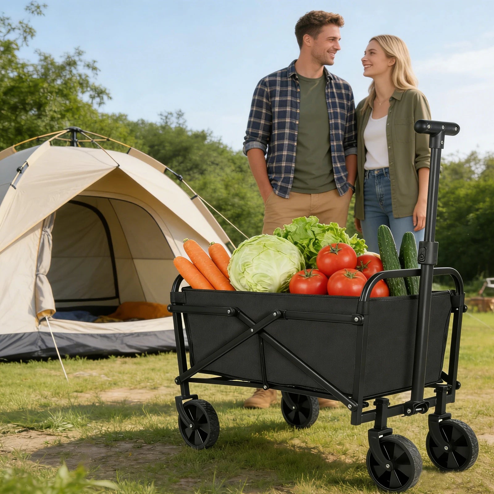 CHARIOT DE CAMPING PLIABLE – TRANSPORT FACILE & AVENTURES SANS EFFORT