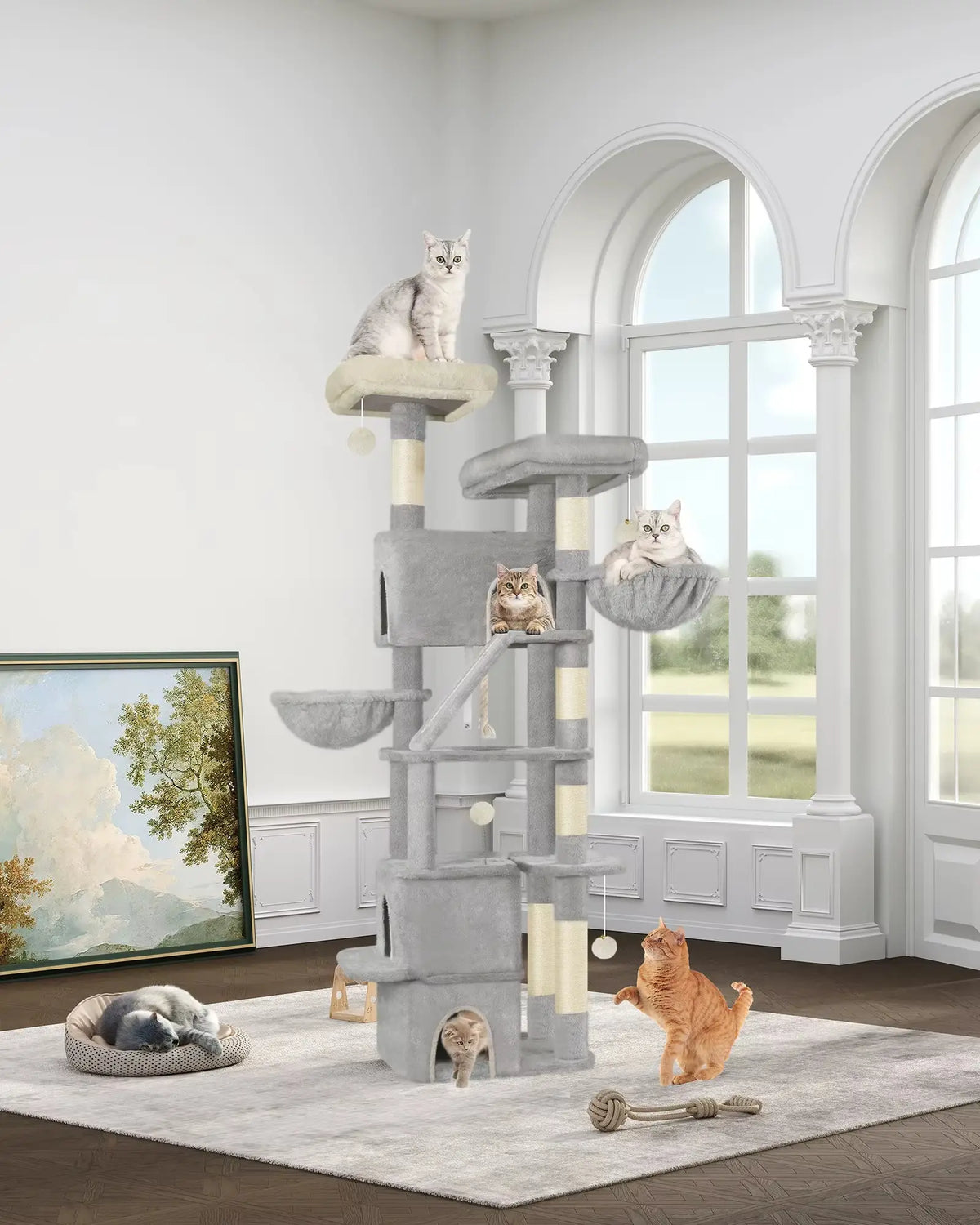 Arbre à chat GrandEmpire – Le palace félin XXL pour chats d’exception 185 cm