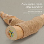 Arbre à chat en bois massif 150 cm –  multi-niveaux avec griffoirs en sisal, paniers en osier, lits fleur et hamac