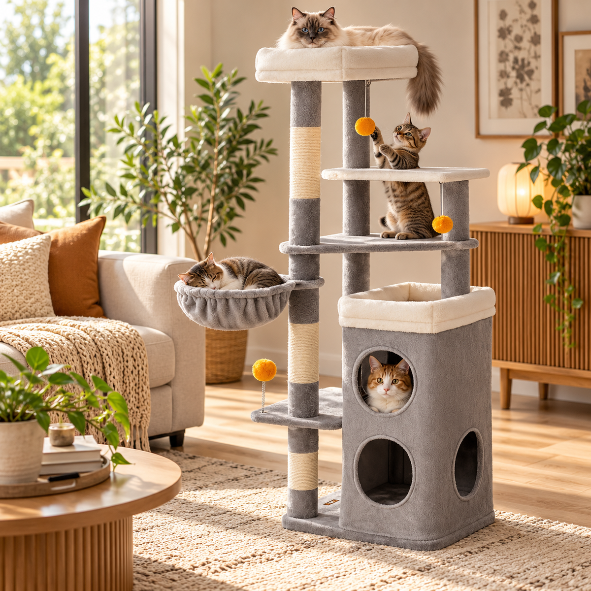 Arbre à chat MajestyClimb – La tour féline premium pour tous les âges 152 cm