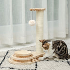 ARBRE À CHAT EN BOIS MASSIF AVEC JEU DE BALLES