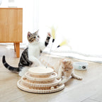 Arbre à chat en bois massif avec jeu de balles et plumeau