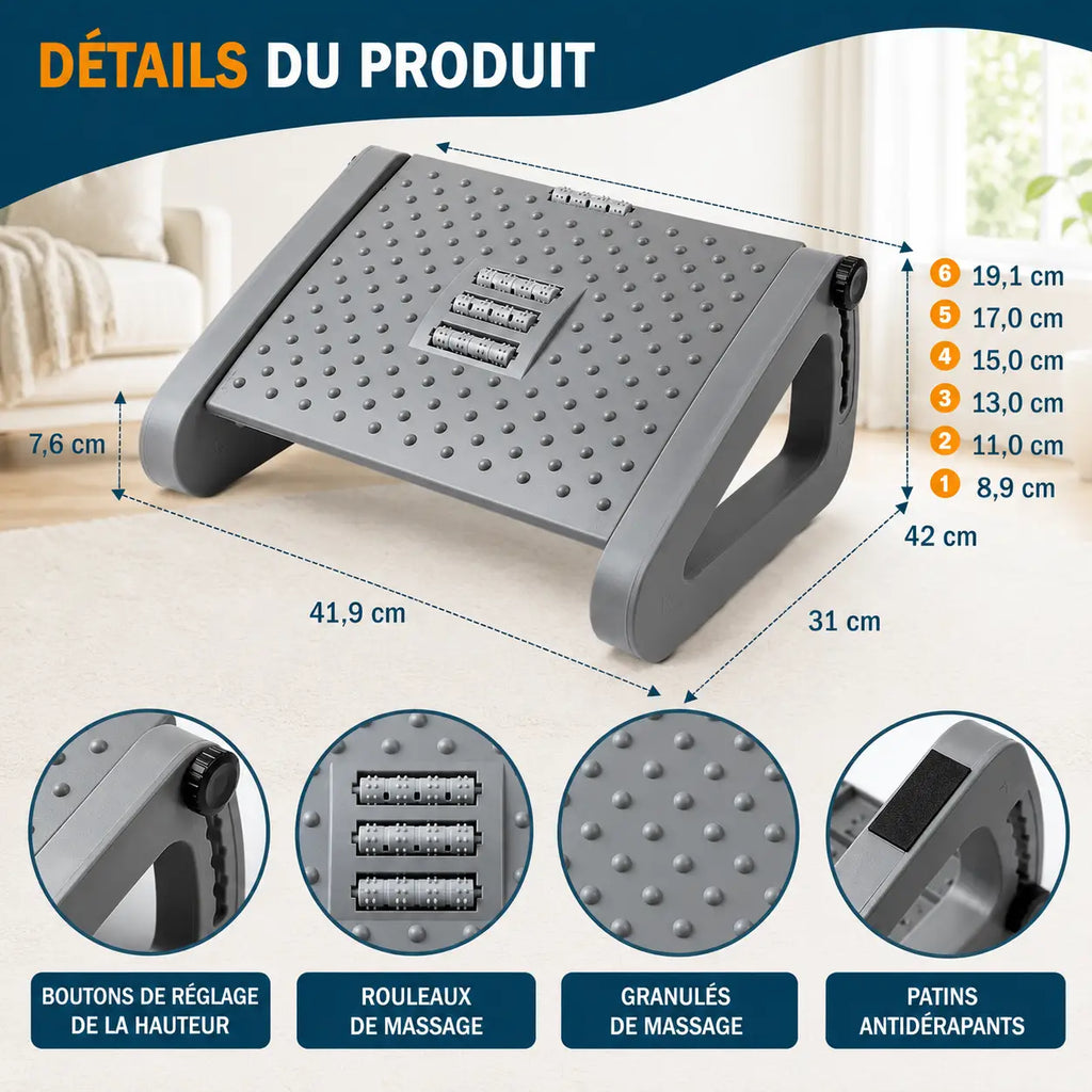 REPOSE-PIEDS ERGONOMIQUE – CONFORT, POSTURE & RELAXATION