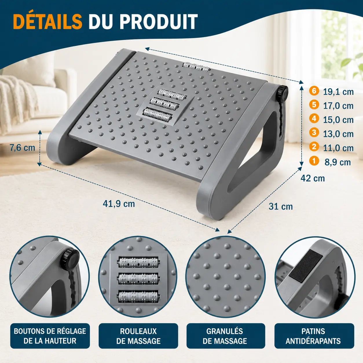 REPOSE-PIEDS ERGONOMIQUE – CONFORT, POSTURE & RELAXATION