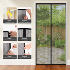 MOUSTIQUAIRE MAGNÉTIQUE 120x220 CM POUR PORTE-FENÊTRE – FILET ULTRA DENSE ANTI MOUSTIQUES ET INSECTES, FERMETURE AUTOMATIQUE AIMANTÉE, INSTALLATION SANS PERÇAGE AVEC RUBAN ADHÉSIF