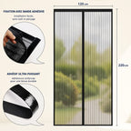 MOUSTIQUAIRE MAGNÉTIQUE 120x220 CM POUR PORTE-FENÊTRE – FILET ULTRA DENSE ANTI MOUSTIQUES ET INSECTES, FERMETURE AUTOMATIQUE AIMANTÉE, INSTALLATION SANS PERÇAGE AVEC RUBAN ADHÉSIF