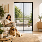 MOUSTIQUAIRE MAGNÉTIQUE 120x220 CM POUR PORTE-FENÊTRE – FILET ULTRA DENSE ANTI MOUSTIQUES ET INSECTES, FERMETURE AUTOMATIQUE AIMANTÉE, INSTALLATION SANS PERÇAGE AVEC RUBAN ADHÉSIF
