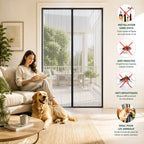 MOUSTIQUAIRE MAGNÉTIQUE 120x220 CM POUR PORTE-FENÊTRE – FILET ULTRA DENSE ANTI MOUSTIQUES ET INSECTES, FERMETURE AUTOMATIQUE AIMANTÉE, INSTALLATION SANS PERÇAGE AVEC RUBAN ADHÉSIF