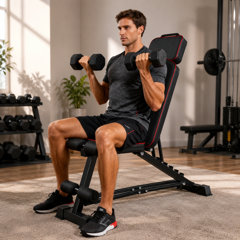 BANC DE MUSCULATION MULTIFONCTION – FORCE, CONFORT & HOME GYM COMPLET