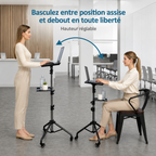BUREAU ASSIS DEBOUT RÉGLABLE AVEC ROULETTES – CONFORT, MOBILITÉ & POLYVALENCE