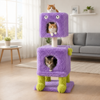 ARBRE À CHAT MONSTRE AVEC 2 NICHES ET JOUETS INTERACTIFS
