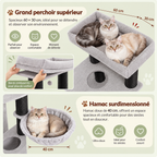 Arbre à Chat XL Gros Poteaux 160 cm – multi-chats avec 10 poteaux en sisal, niches & panier suspendu