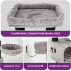 Arbre à Chat XL Gros Poteaux 157 cm – 8 poteaux en sisal, niche, plateformes & brosses de toilettage