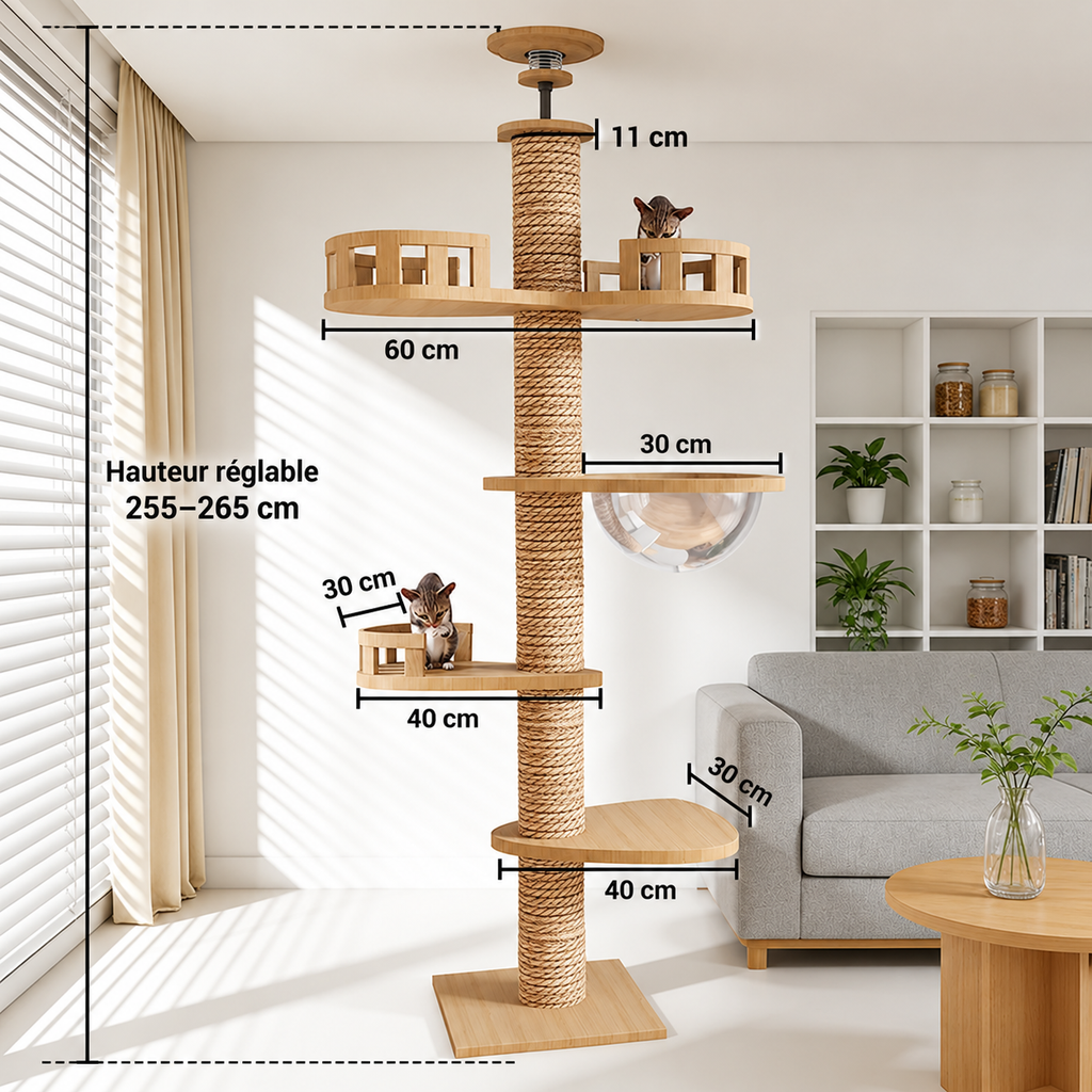 Titanwood XXL – Arbre à chat du sol au plafond spécial maine coon