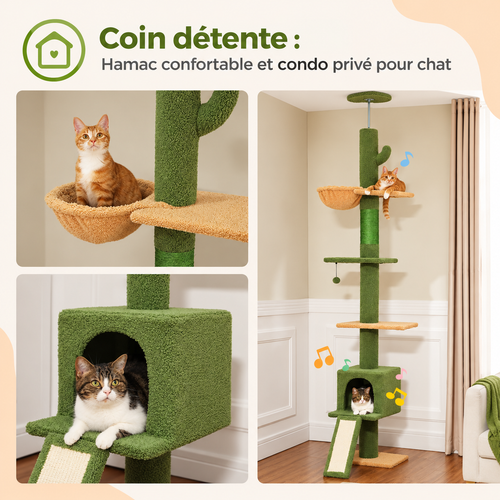 Abre à chat CactusSky du sol au plafond – La tour cactus qui fait grimper le bonheur de votre chat