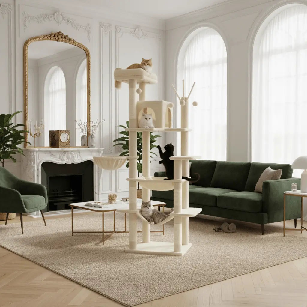 Le Skyline: Arbre à chat design avec condo privé et perchoir panoramique 175 cm