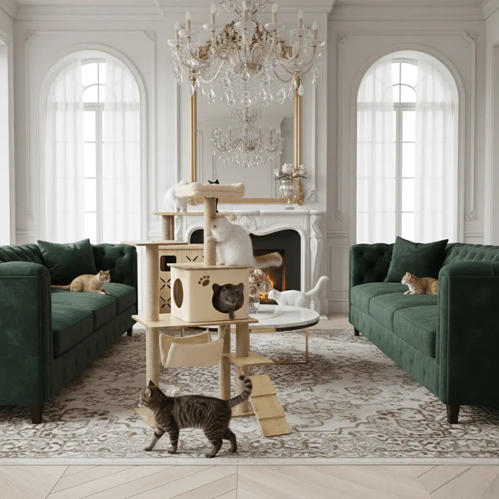 ARBRE À CHAT EN BOIS PALACE FÉLIN – LE TERRAIN DE JEU CHIC POUR VOTRE CHAT 130 CM
