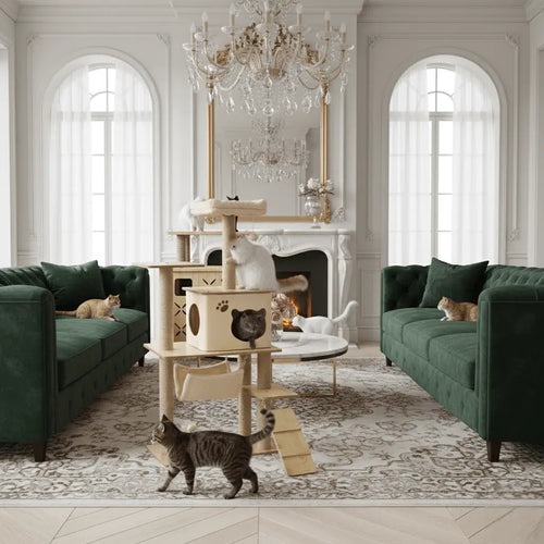 ARBRE À CHAT EN BOIS PALACE FÉLIN – LE TERRAIN DE JEU CHIC POUR VOTRE CHAT 130 CM