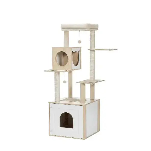 Arbre à chat  LitterLux Tower – La tour élégante qui cache la litière de votre chat 144cm