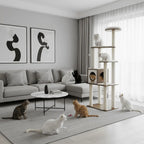 Arbre à chat en bois RoyalHide 165 cm – La tour féline chic qui sublime votre intérieur