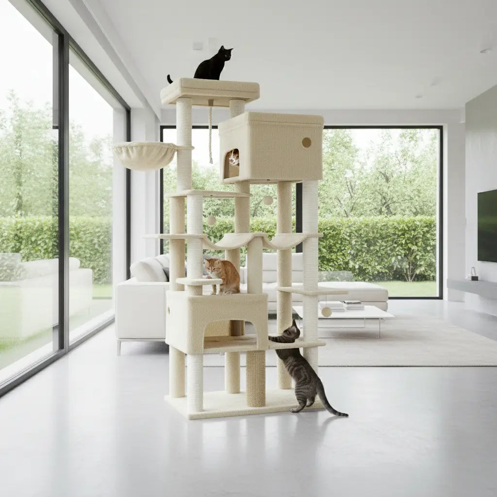 Arbre à chat XXL Titan Crown – Le palais vertical des grands chats comme les Maine Coon 200 cm