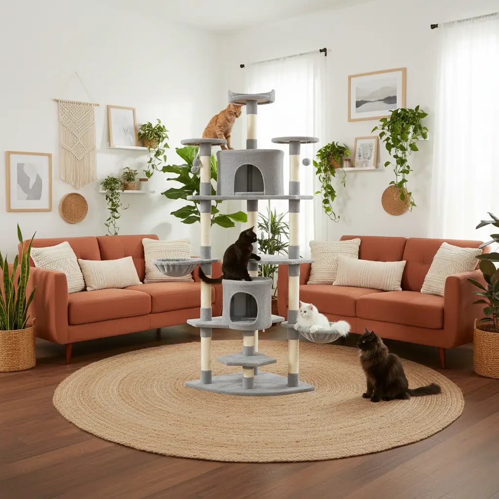 Arbre à chat XXL Royal Haven – La tour de détente féline ultime pour grands chats comme les Maine Coon jusqu’à 10 kg 200 cm