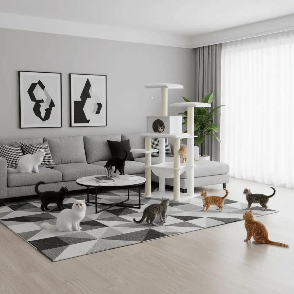 VeloursClimb – L’arbre à chat chic en bois au confort absolu 138 cm