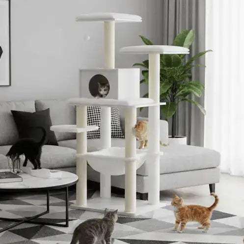 VeloursClimb – L’arbre à chat chic en bois au confort absolu 138 cm