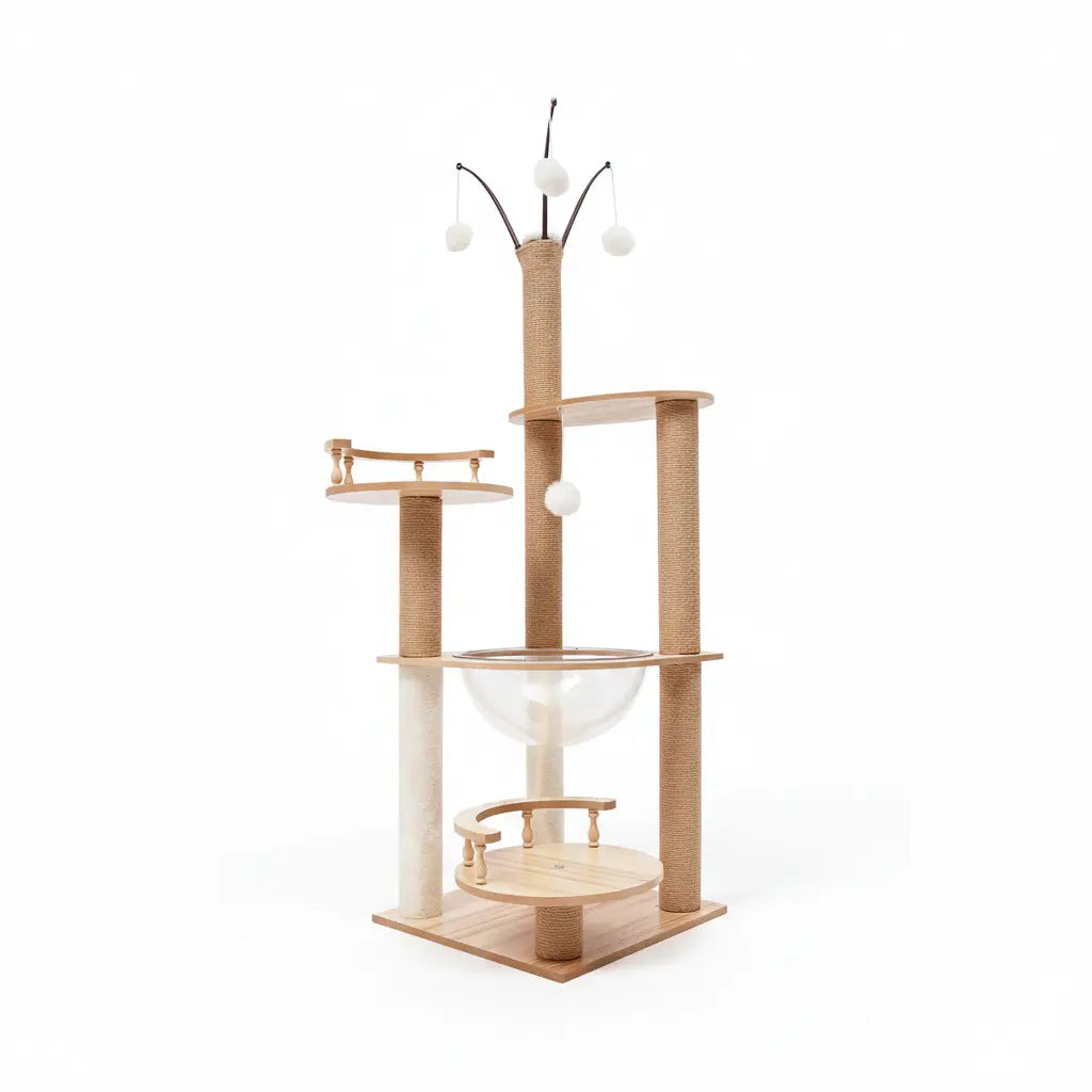 CosmoPrestige – L’arbre à chat design en bois, sûr et ultra résistant 132 cm