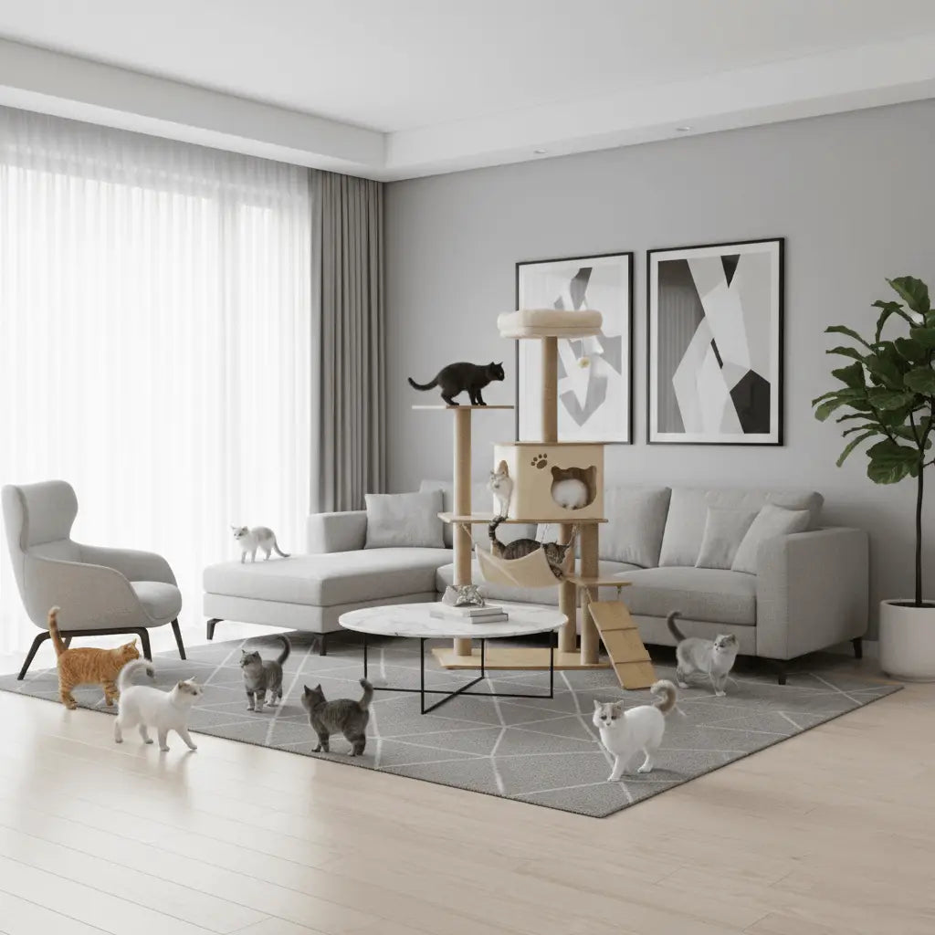 ARBRE À CHAT EN BOIS PALACE FÉLIN – LE TERRAIN DE JEU CHIC POUR VOTRE CHAT 130 CM