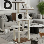 VeloursClimb – L’arbre à chat chic en bois au confort absolu 138 cm