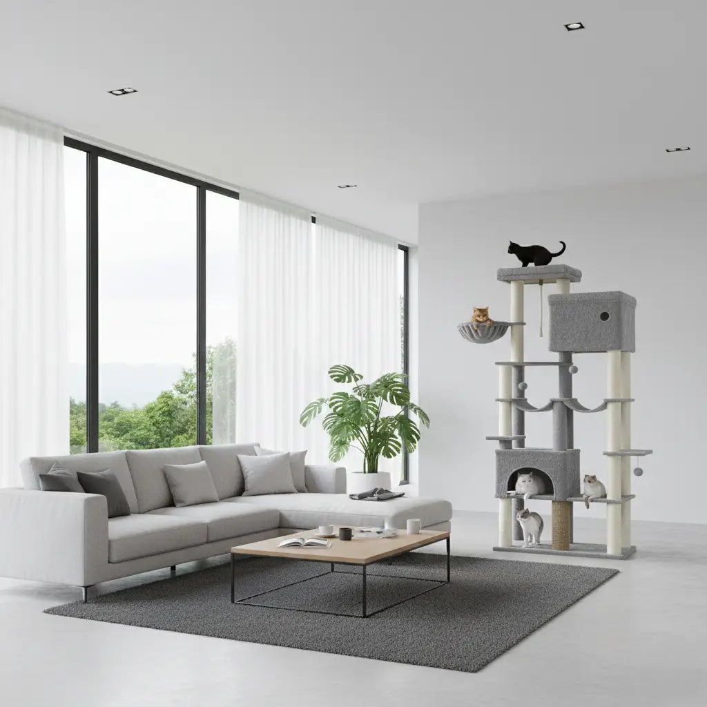 Arbre à chat XXL Titan Crown – Le palais vertical des grands chats comme les Maine Coon 200 cm