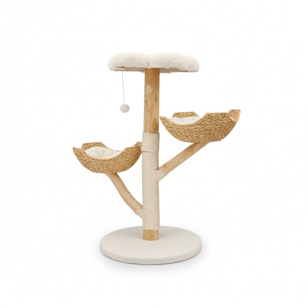 Arbre à Chat en bois Lotus Royale – L’élégance naturelle pour votre félin