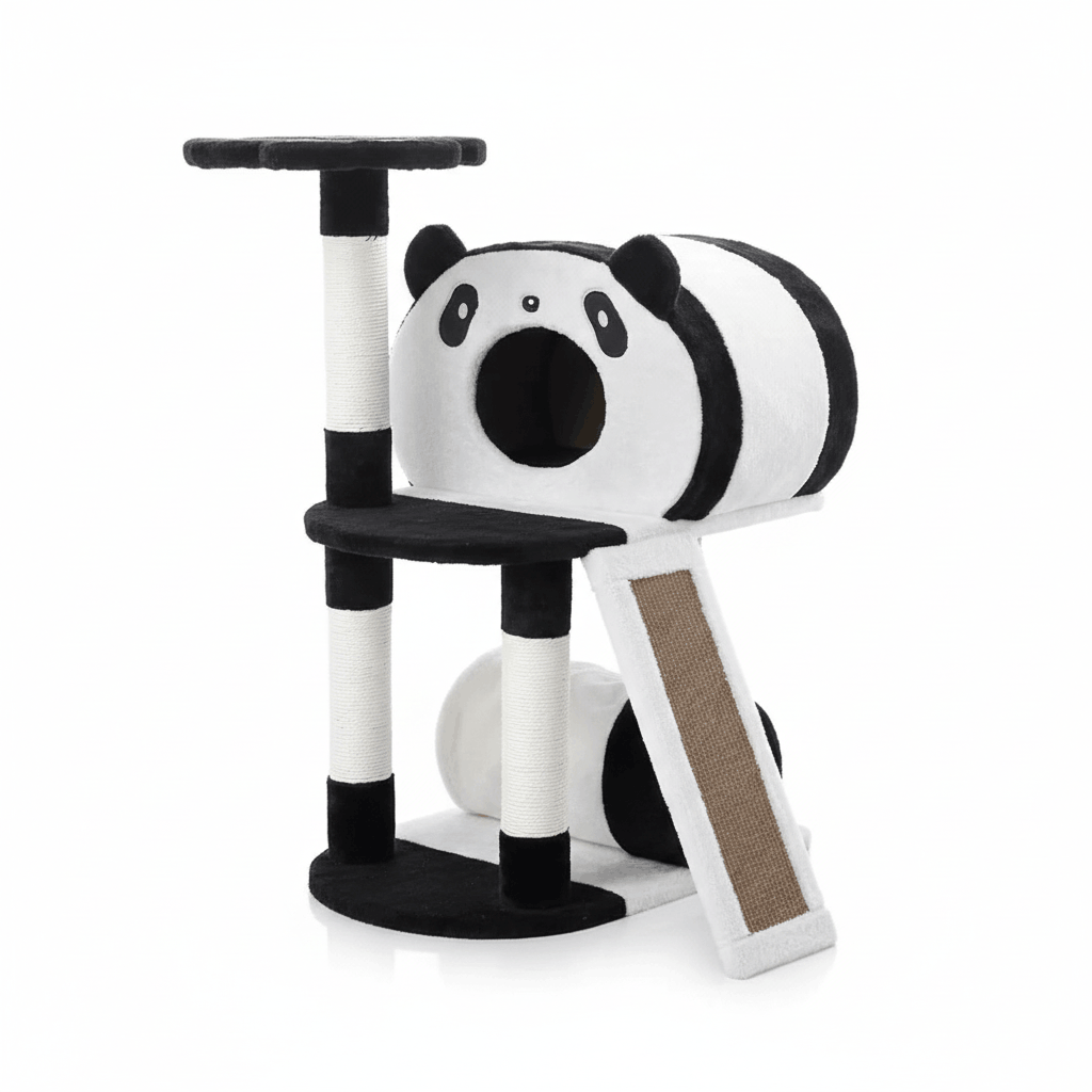 ARBRE À CHAT ET GRIFFOIR DE PETITE TAILLE AVEC MOTIF PANDA MIGNON