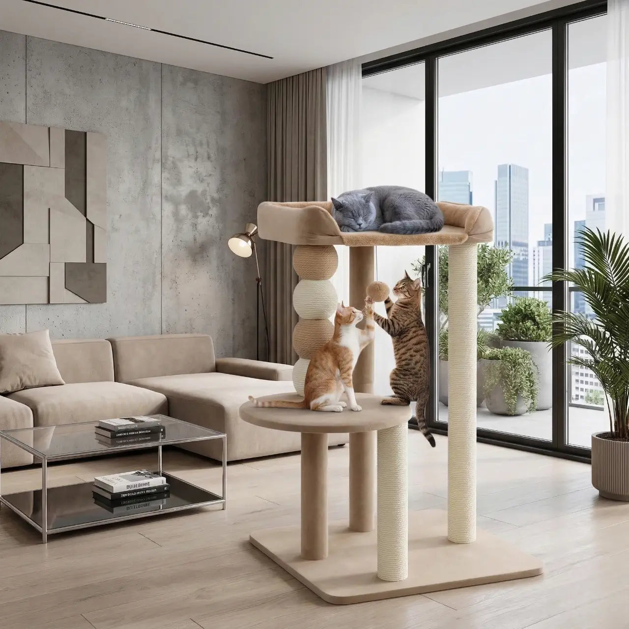 Arbre à Chat CosyGriff avec Griffoir – Aire de Jeu et de Repos