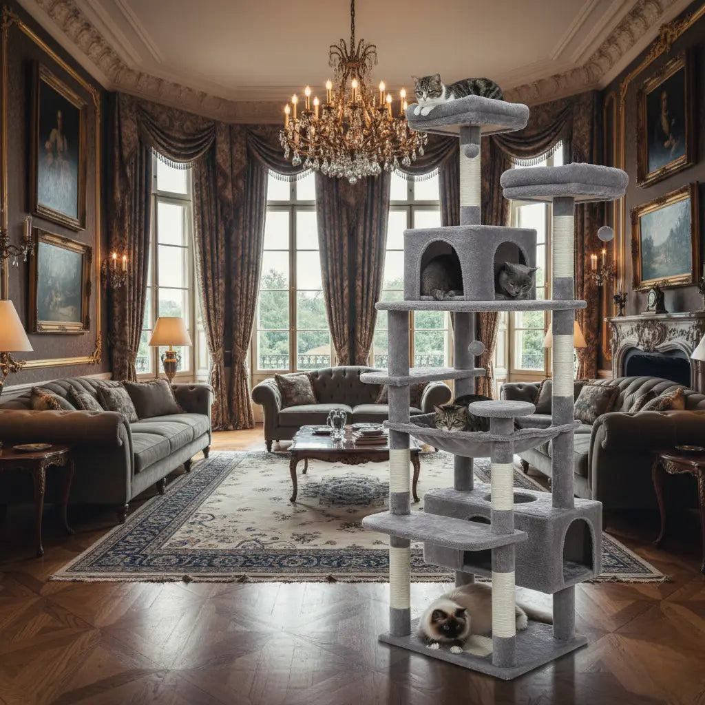 Arbre à chat XXL Imperial Heights – Le palace vertical pour grands chats comme les Maine Coon 184 cm