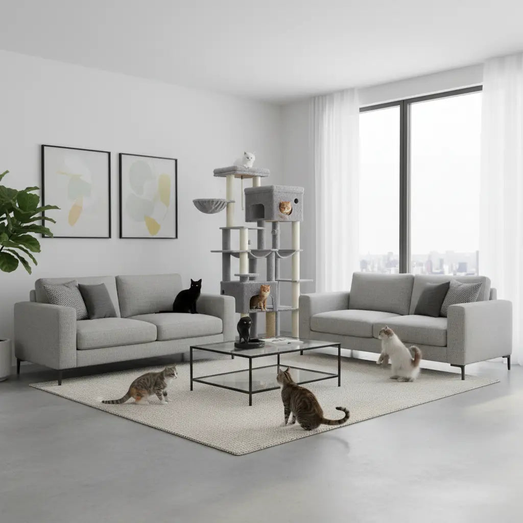 Arbre à chat SkyPalace Elite – La villa féline XXL en hauteur 210 cm