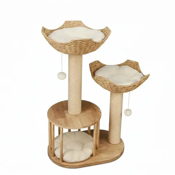 Arbre à chat en bois ÉléganceFéline 100 – La tour chic pour chats exigeants 99 cm