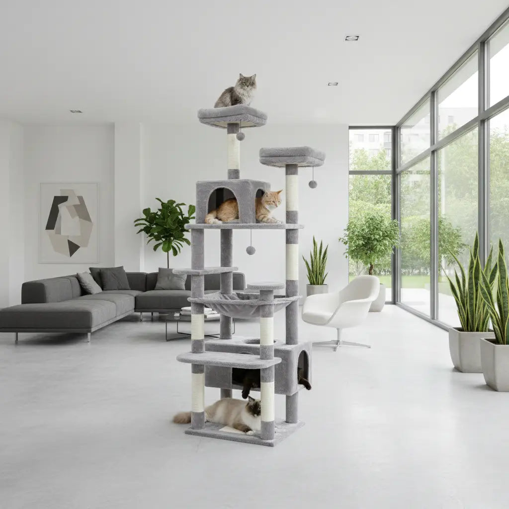 Arbre à chat XXL Imperial Heights – Le palace vertical pour grands chats comme les Maine Coon 184 cm