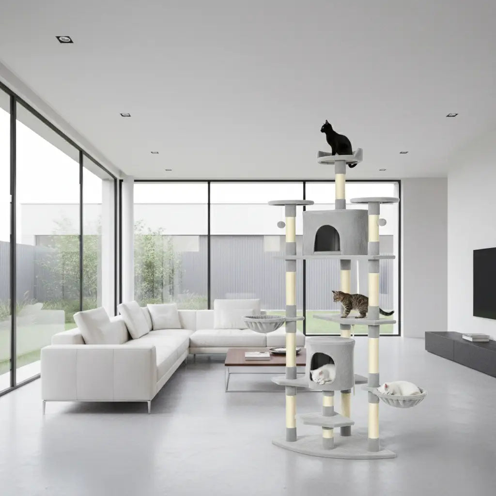 Arbre à chat XXL Royal Haven – La tour de détente féline ultime pour grands chats comme les Maine Coon jusqu’à 10 kg 200 cm